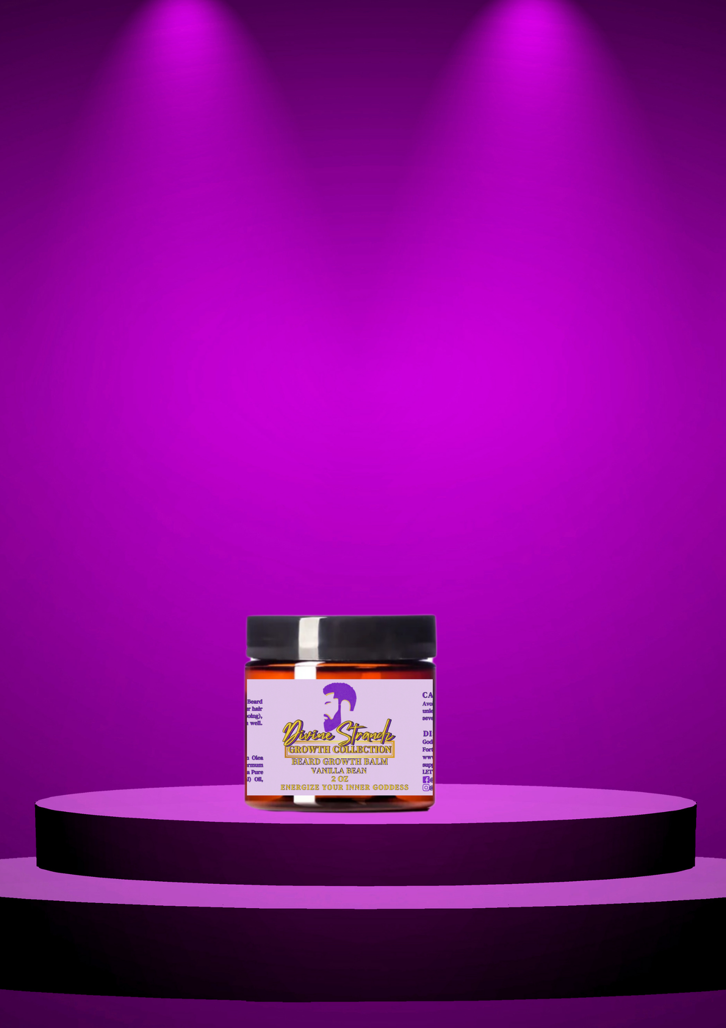 Divine Strands Beard Balm (Vanilla Bean)Maintain and restore your beard with our Divine Strands Vanilla Beard Growth System. Our system is free from artificial PEGs, sulfates, parabens, or any harsh ingredDivine Strands Beard Balm (Vanilla Bean)