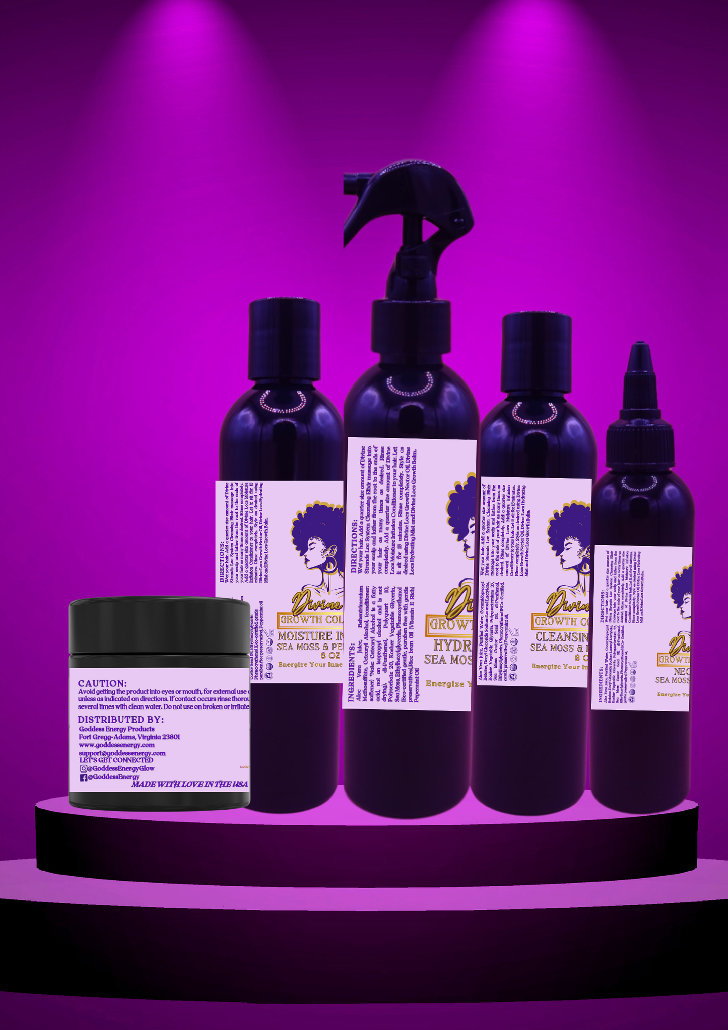 Divine Loc Hair Growth CollectionThe Divine Locs Hair Growth System is meticulously designed to provide exceptional care and nourishment for locs. This comprehensive system includes a shampoo, condiDivine Loc Hair Growth Collection